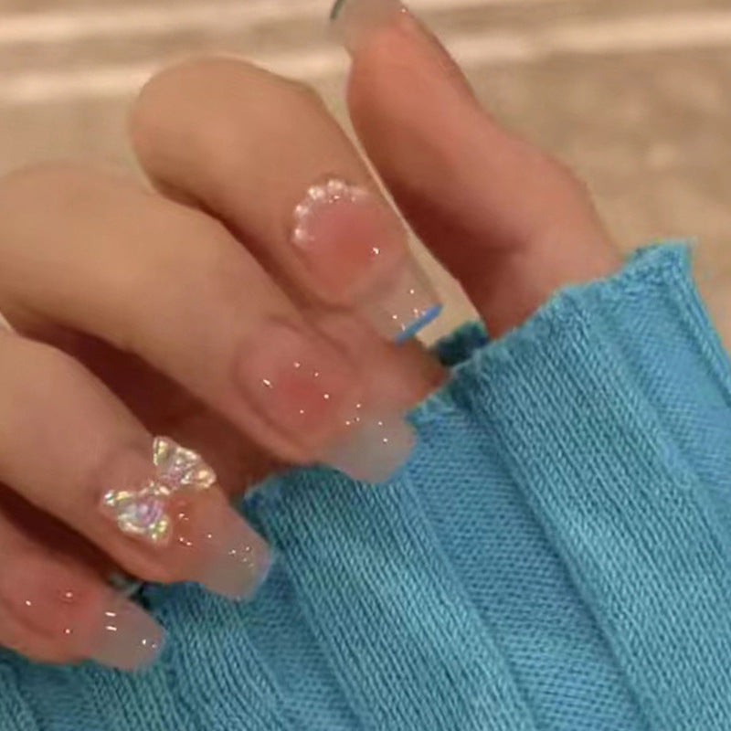 Glittery French Tip Press-On Nail Set Stornfield