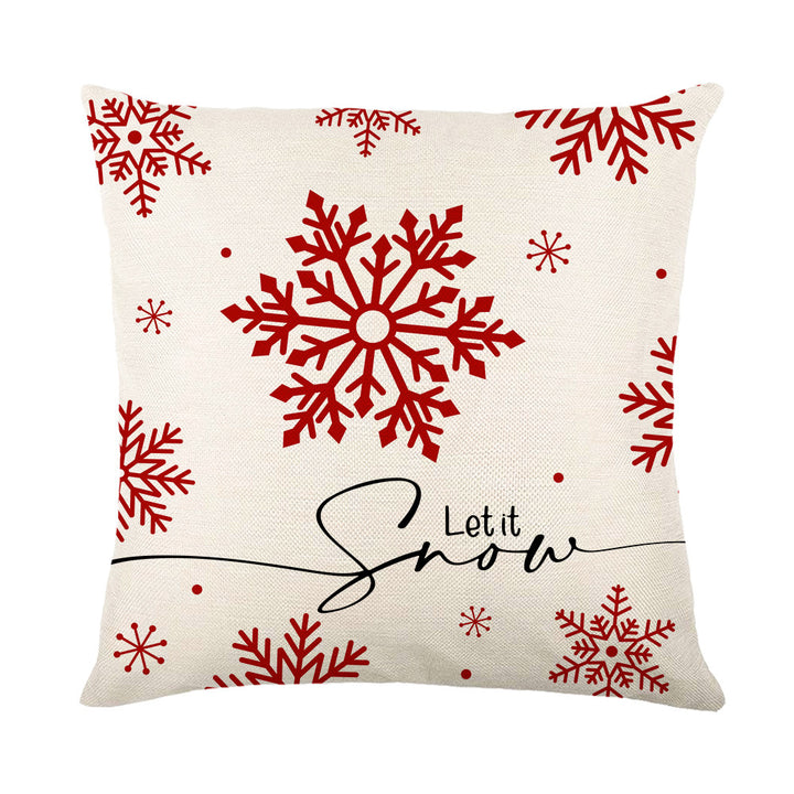 Festive Decorative Throw Pillow Cover with Holiday Script and Botanical Illustration