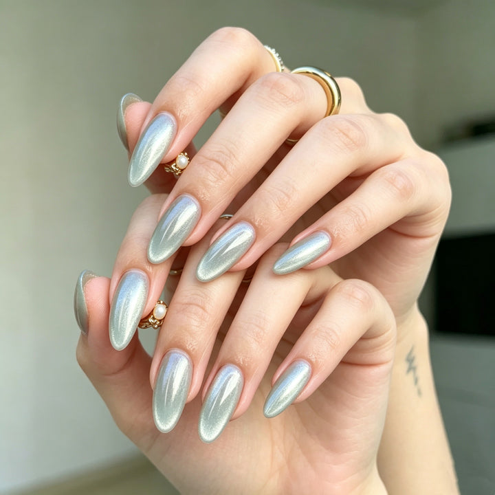 Almond-Shaped Metallic Press-On Nail Set Stornfield