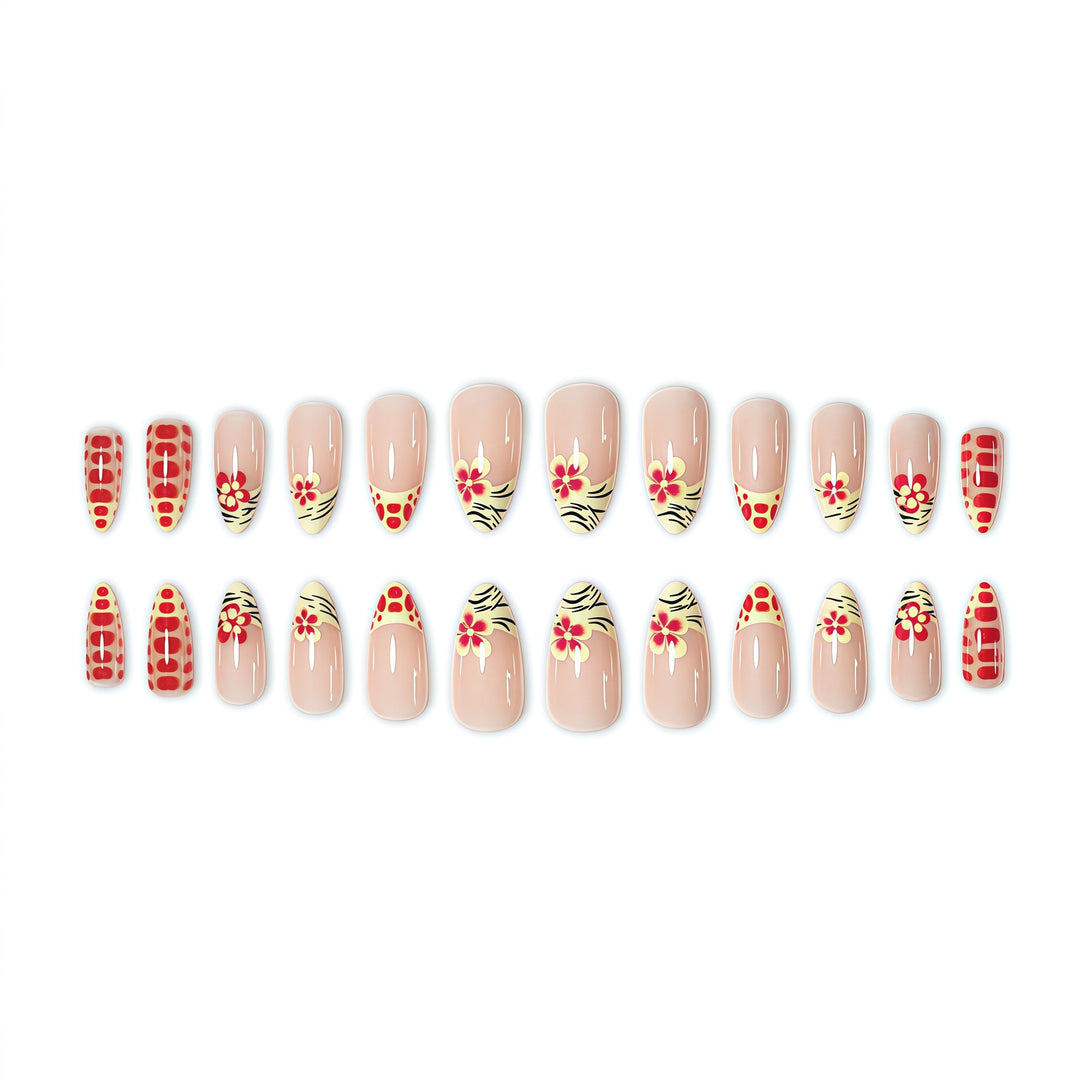 Floral French Tip Nail Art Extensions Stornfield