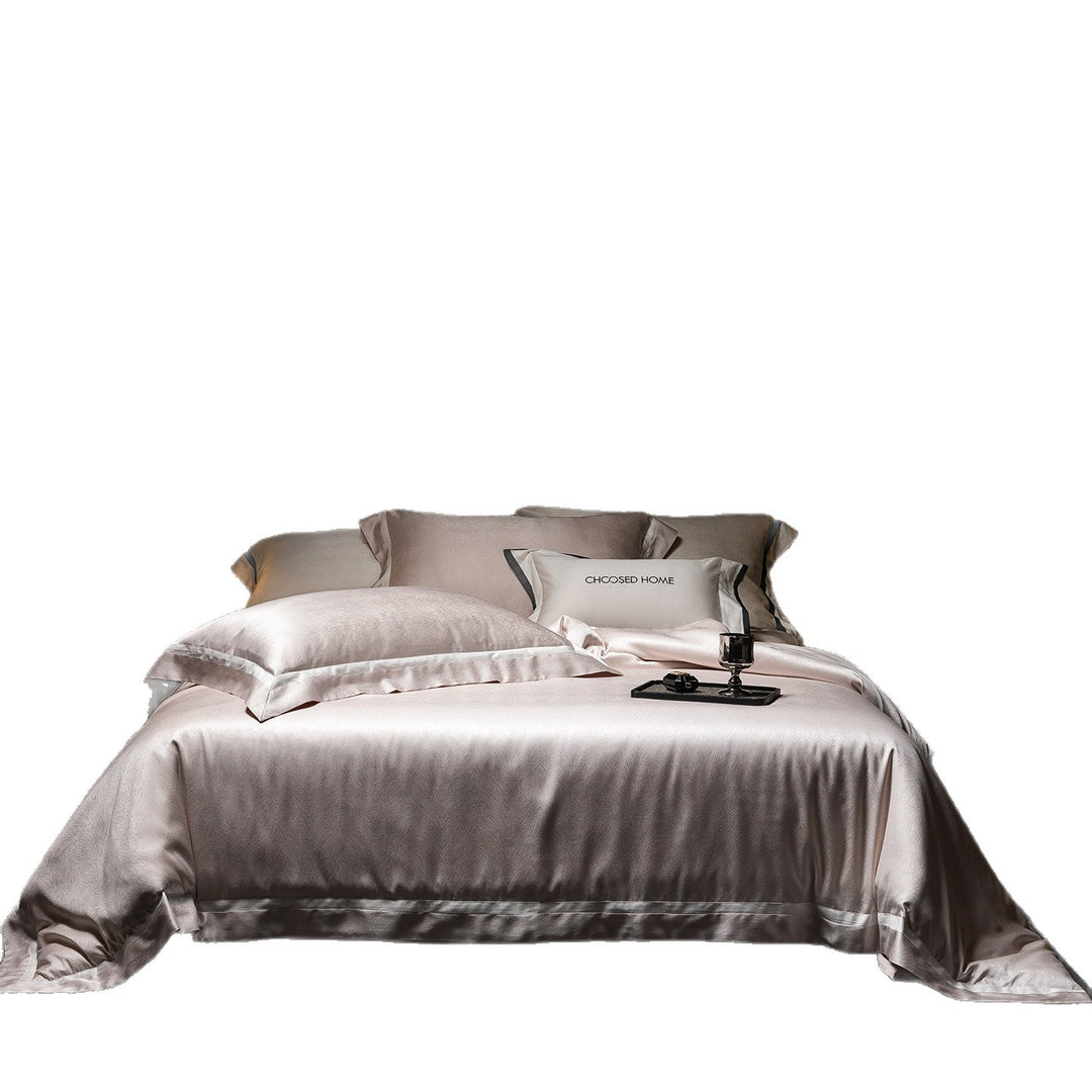 Satin Sateen Duvet Cover Set with Tailored Hem and Matching Pillow Shams