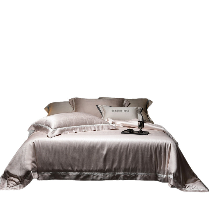 Satin Sateen Duvet Cover Set with Tailored Hem and Matching Pillow Shams