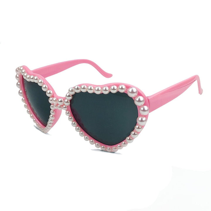 Women's Heart-Shaped Sunglasses with Glitter Stone Trim Stornfield