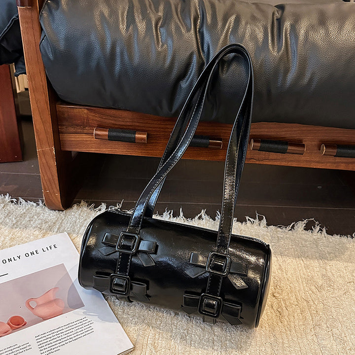 Bow-Accent Barrel Bag