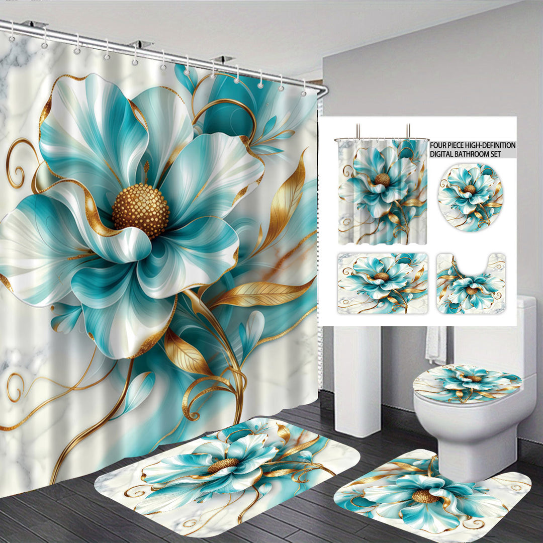High-Definition Leopard-Themed Four-Piece Bathroom Set Stornfield