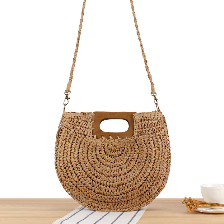 Macrame Crossbody Bag with Wooden Handle Stornfield