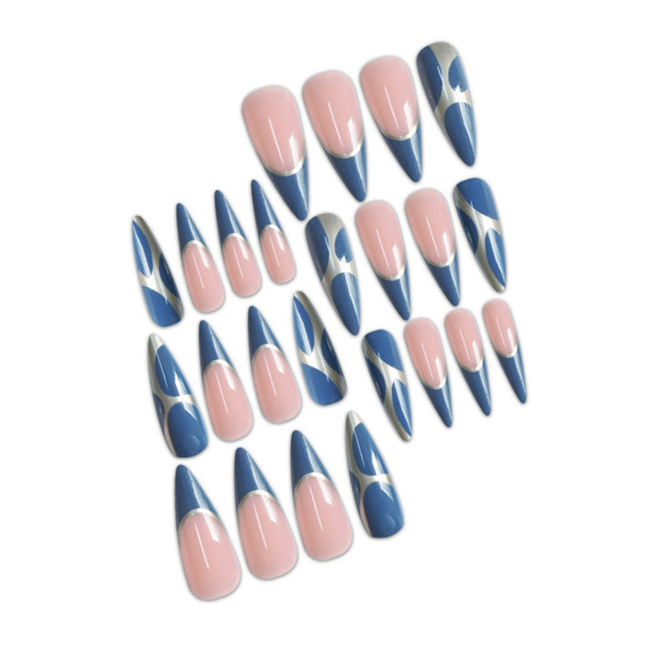 Stiletto Press-On Nail Art Extensions with Geometric Design Stornfield