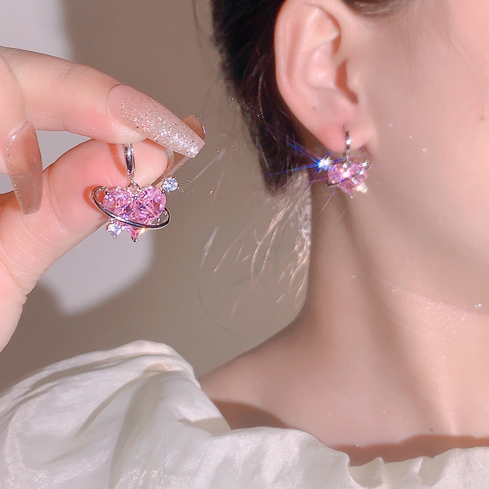 Sparkling heart earrings with zirconia stones Stornfield