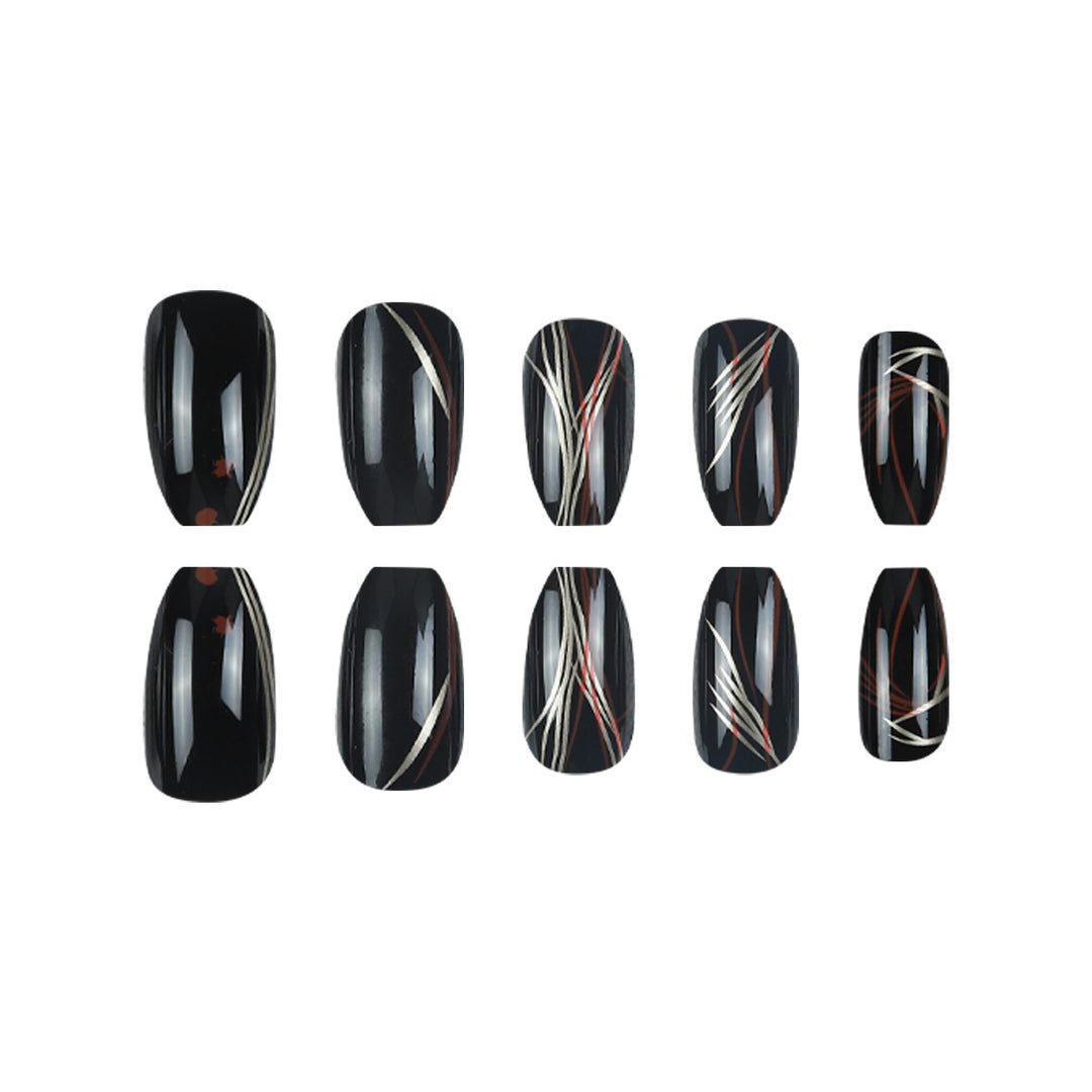 Stylish Stiletto Press-On Nails with Abstract Design Stornfield