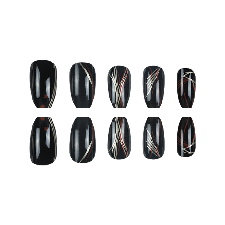Stylish Stiletto Press-On Nails with Abstract Design Stornfield