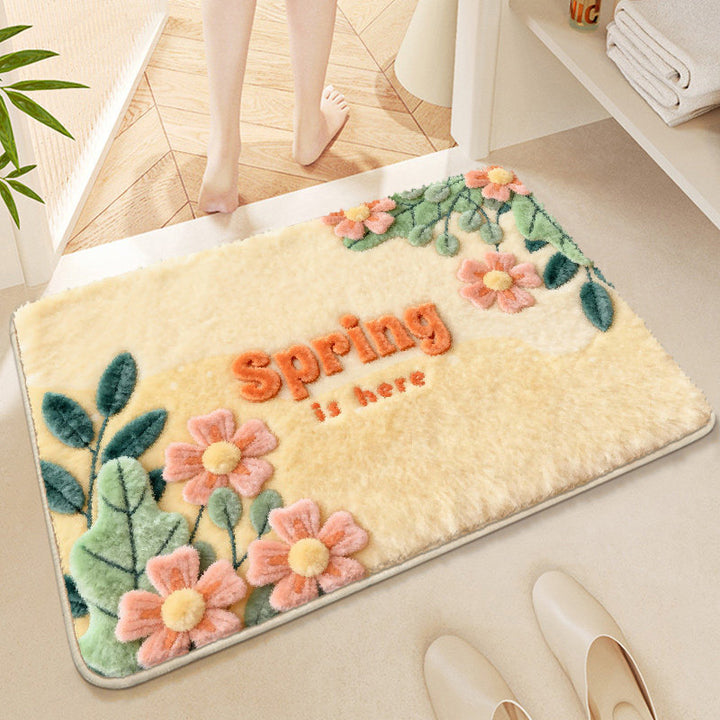 Floral Embroidered Bath Mat