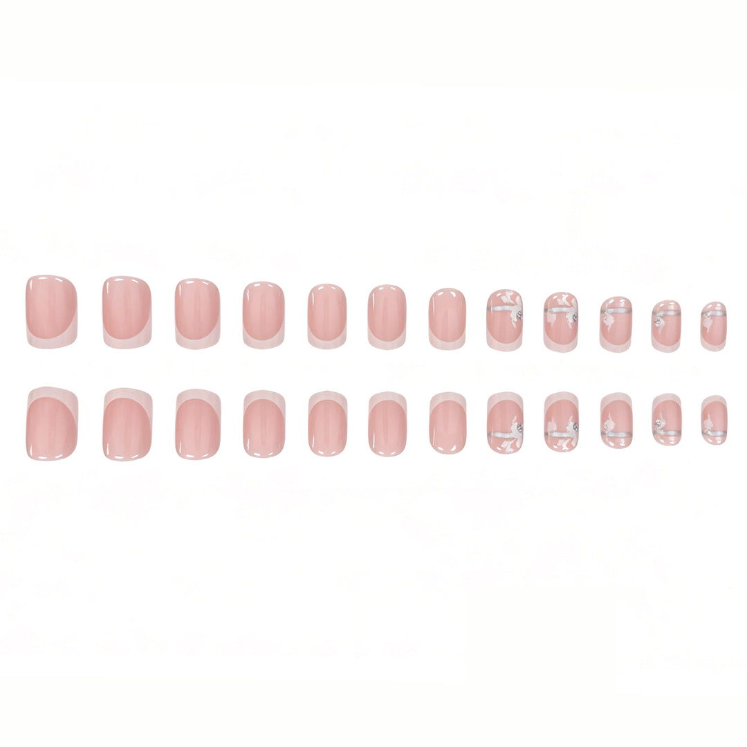 French Tip Floral Nail Art Enhancements Stornfield