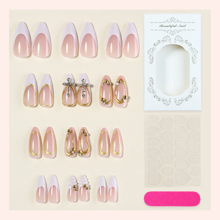 Artistic Press-On Nail Set with Elegant Design Accents Stornfield