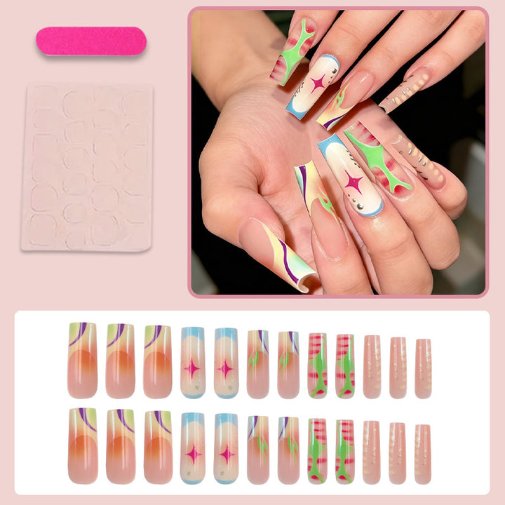 Nail art set with colorful ombre designs and sparkling accents Stornfield