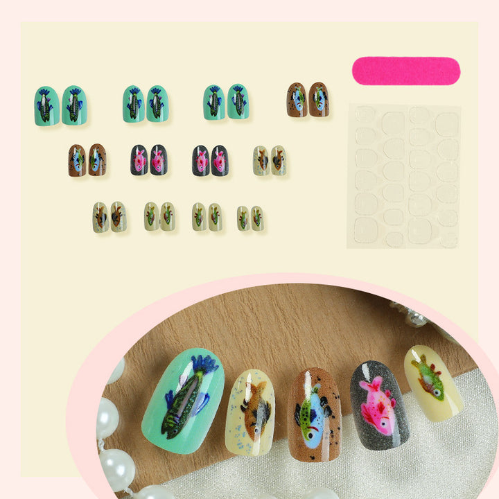 Creative Press-On Nail Art Set with Unique Insect Designs Stornfield