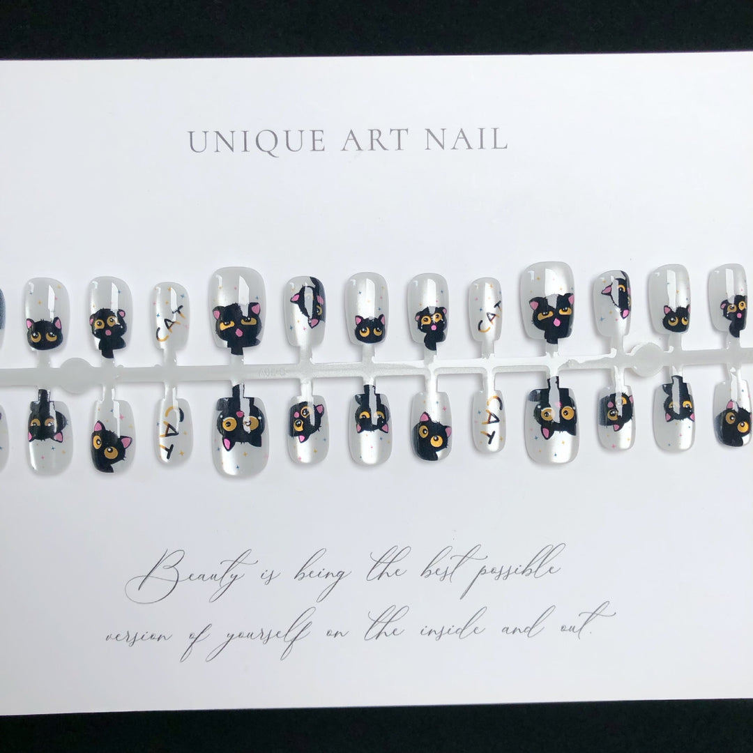 Cat-Themed Press-On Nail Set
