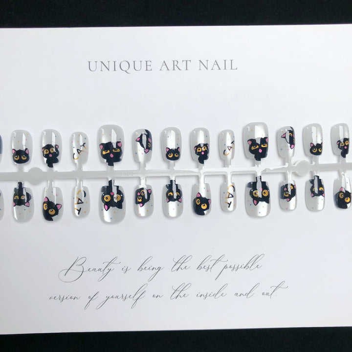 Cat-Themed Press-On Nail Set