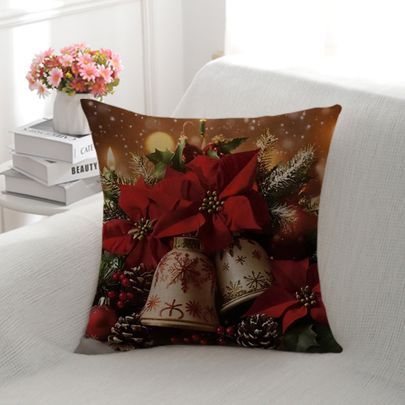 Festive Floral Holiday Throw Pillow