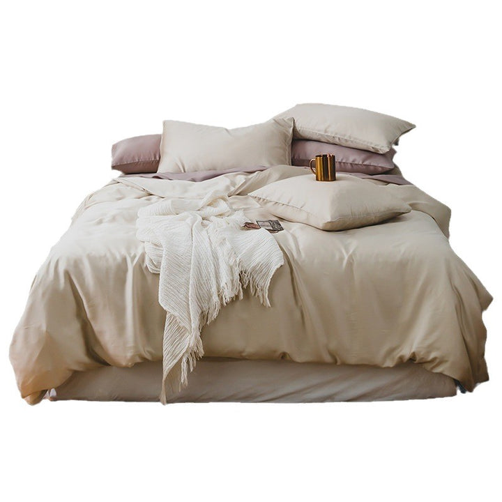 Finest cotton satin duvet cover and pillowcase set with reversible finish and concealed zipper