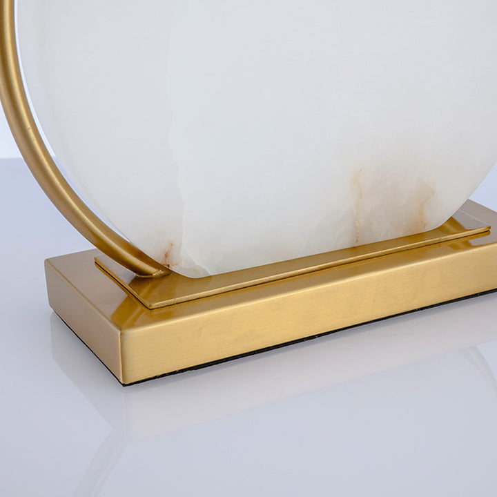 Modern Table Lamp with Circular Base and Fabric Shade