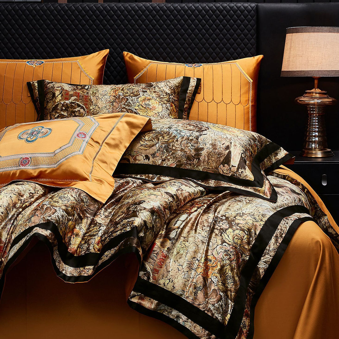 Luxury Embroidered Velvet Floral Duvet Cover Set