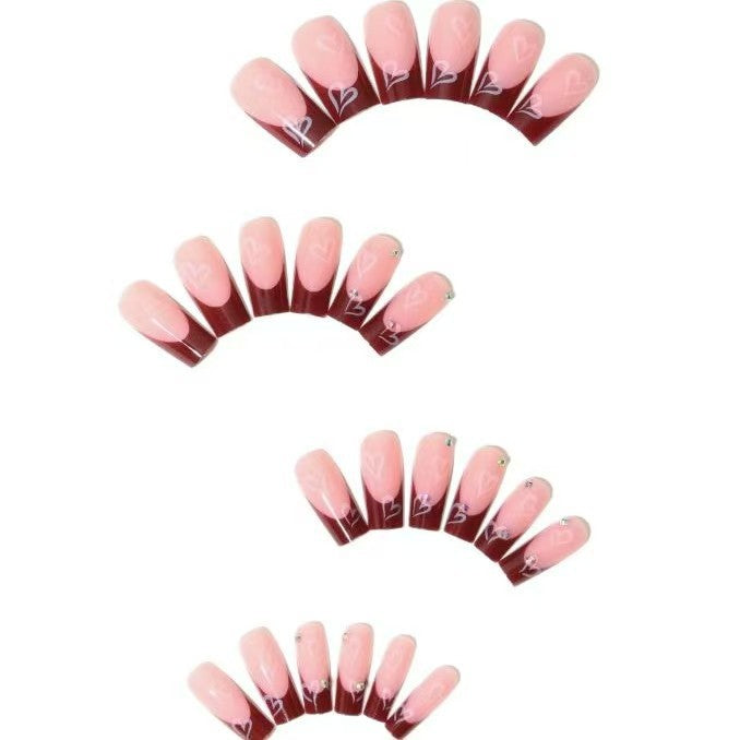 Decorative Press-On Nail Set with Heart Design Stornfield