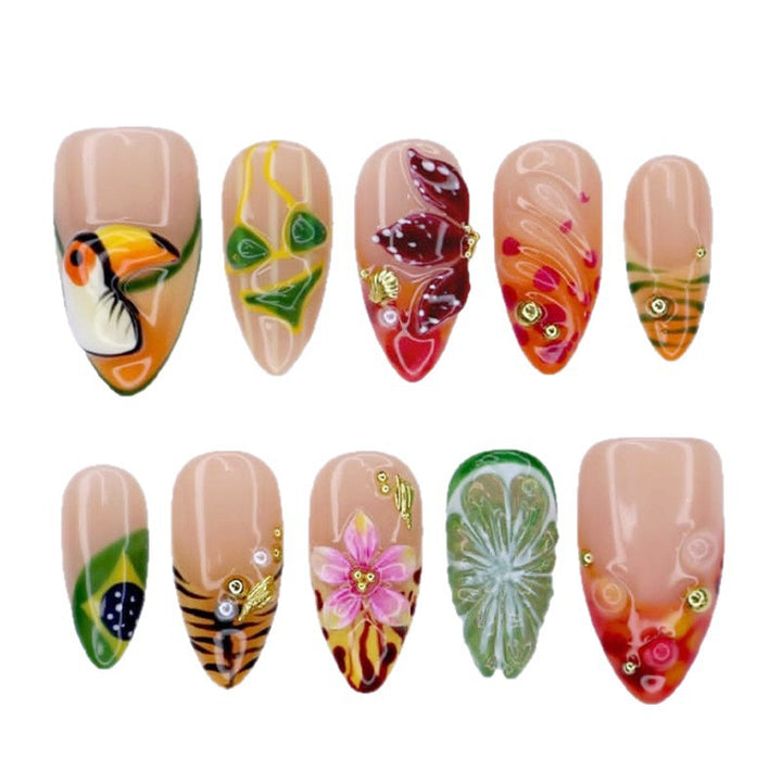 Artistic Tropical Press-On Nail Set Stornfield
