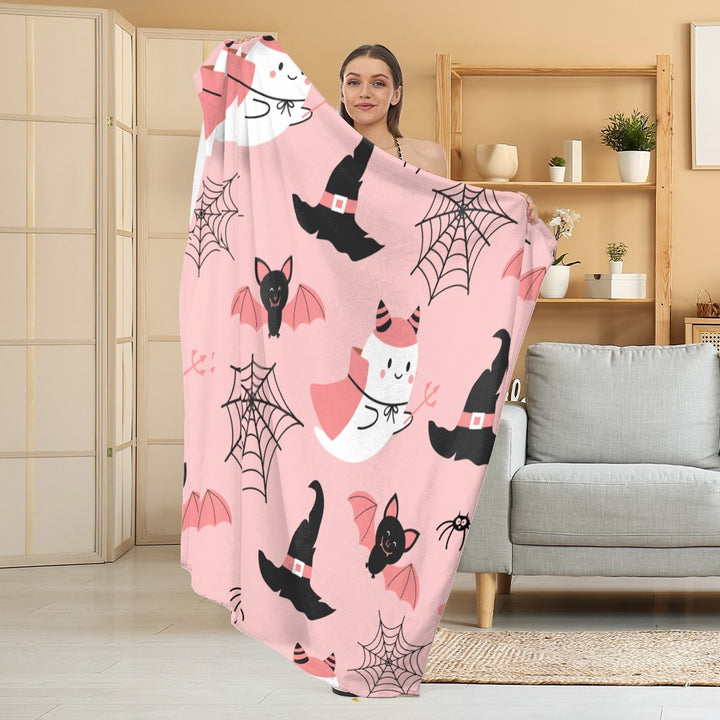 Cozy Halloween-Themed Fleece Blanket
