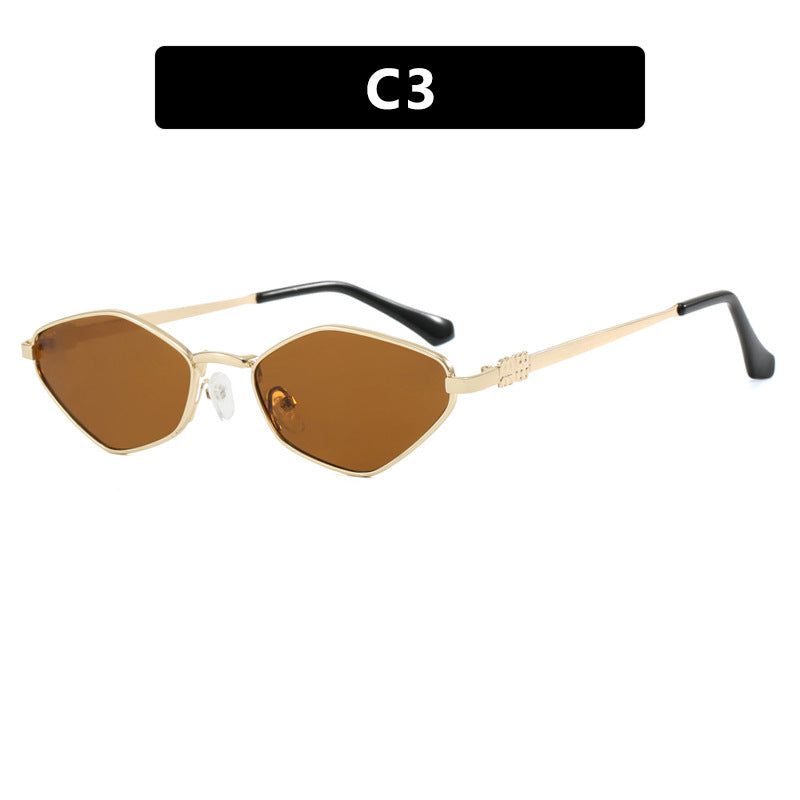 Women's geometric sunglasses with glossy metal frame and polarized lenses Stornfield