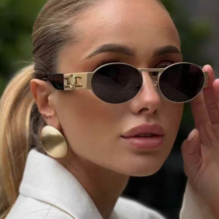 Ladies round sunglasses with fashionable metal frame and UV protection Stornfield