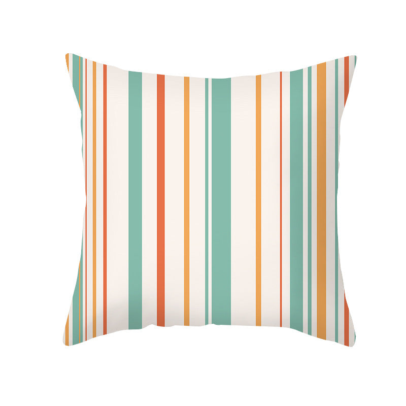 Floral Printed Cotton-Linen Throw Pillow with Removable Cover