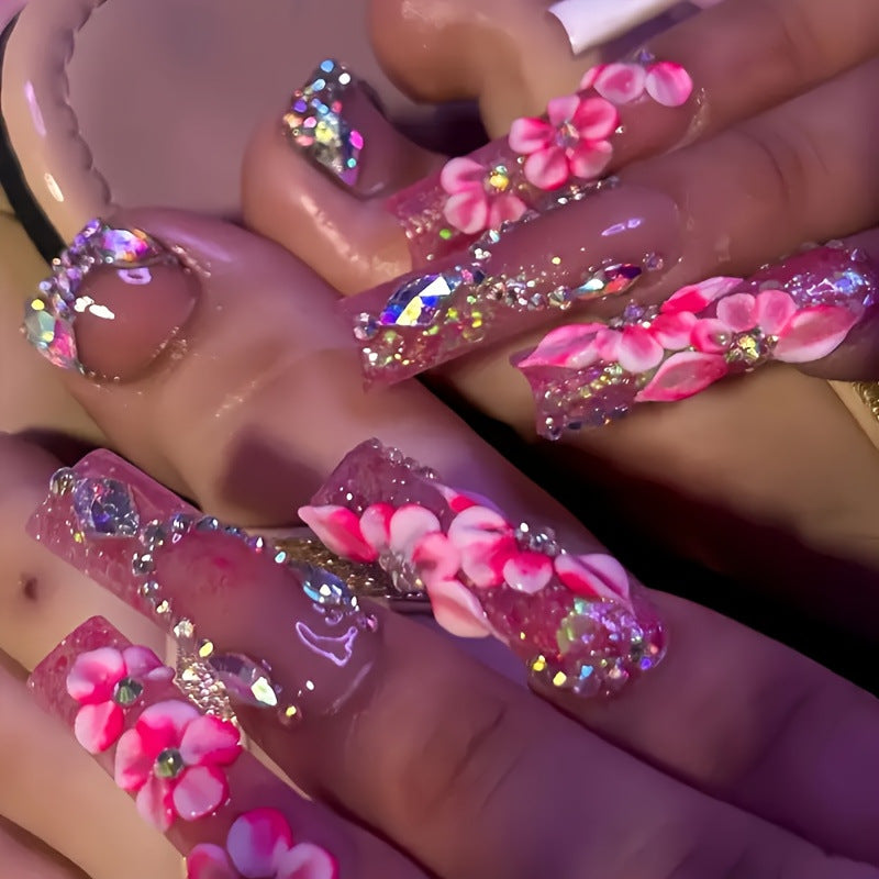 Designer Floral Acrylic Nail Art Stornfield