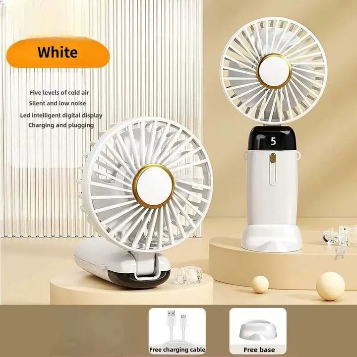 Unisex One Size Foldable Rechargeable Hand Fan with More Speed LED Display Removable Charging Base Stornfield