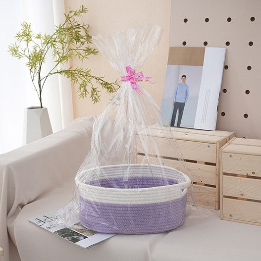 Natural storage basket with ribbons Stornfield
