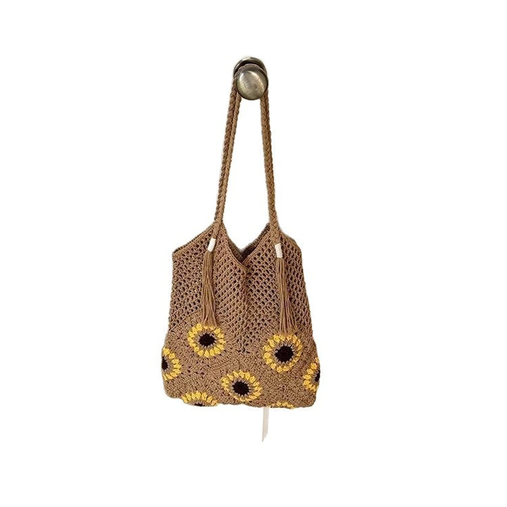 Macrame shopping bag with sunflower pattern Stornfield