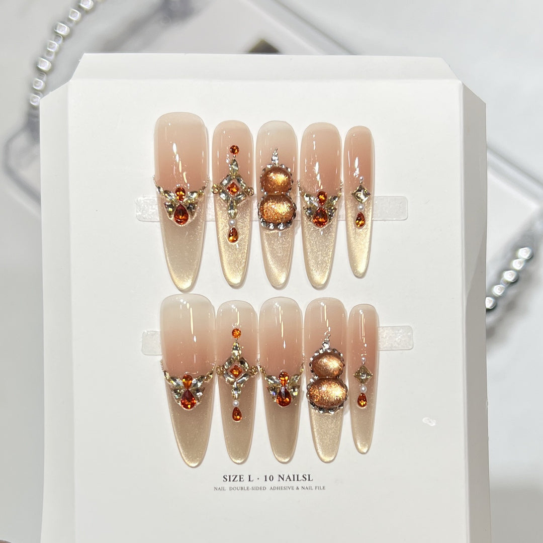Artistic Press-On Nail Set with Elegant Floral Design Stornfield