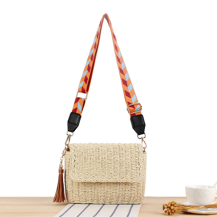Woven Raffia Shoulder Bag with Decorative Shoulder Strap Stornfield