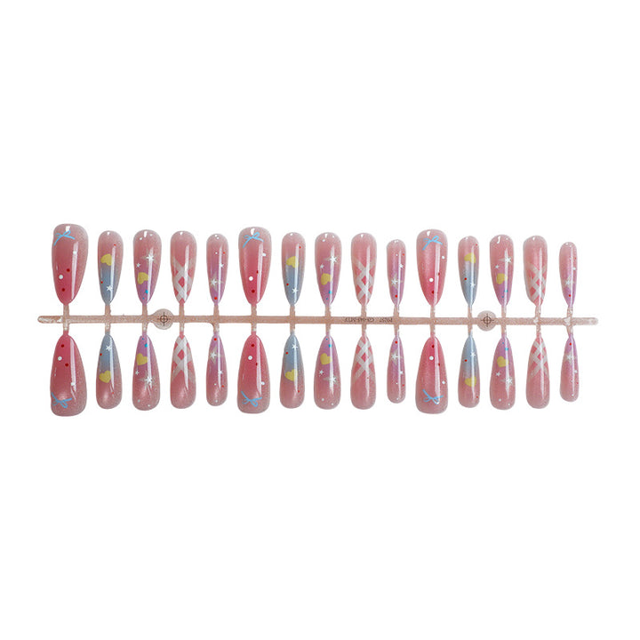 Artistic Press-On Nail Art Set with Creative Patterns