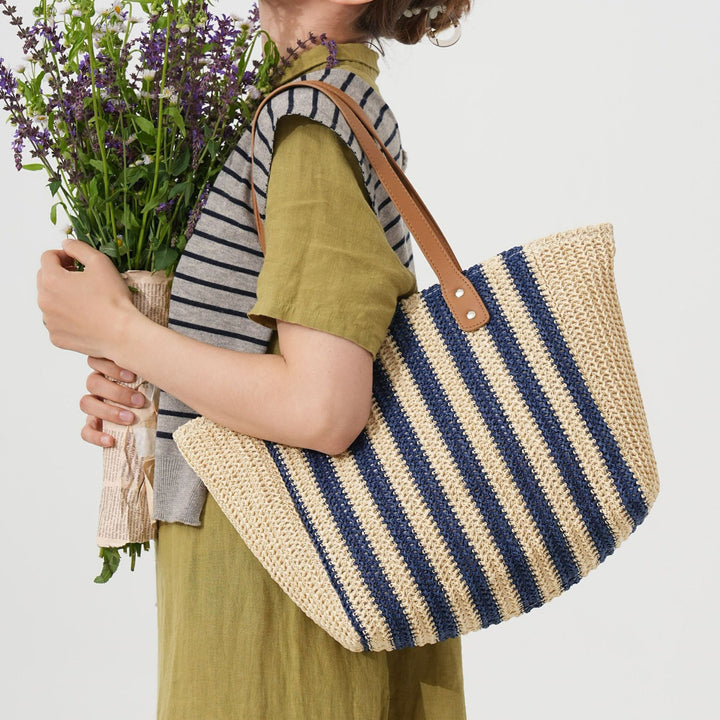 Handcrafted beach bag with structured stripe pattern Stornfield