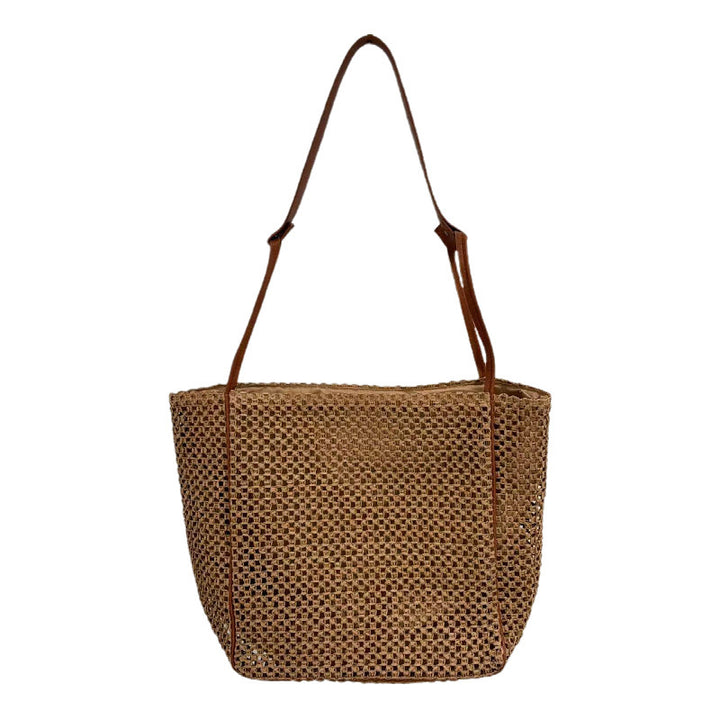 Woven Cotton Handbag with Leather Handles Stornfield