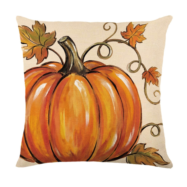 Decorative Autumn Basket Pumpkin Sunflower Square Pillow Cover with Hidden Zipper