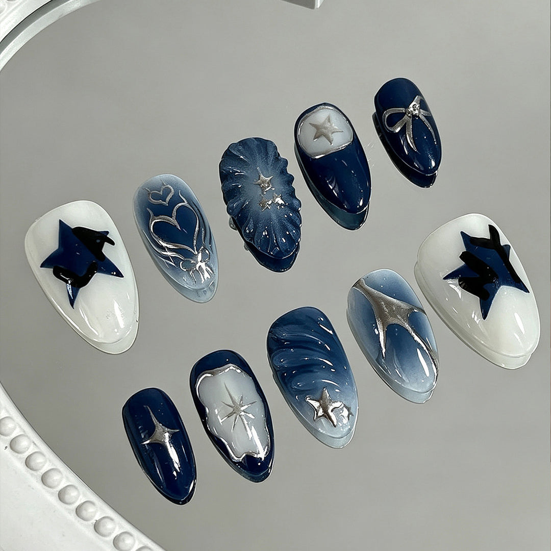 Acrylic nail set with stylish designs Stornfield