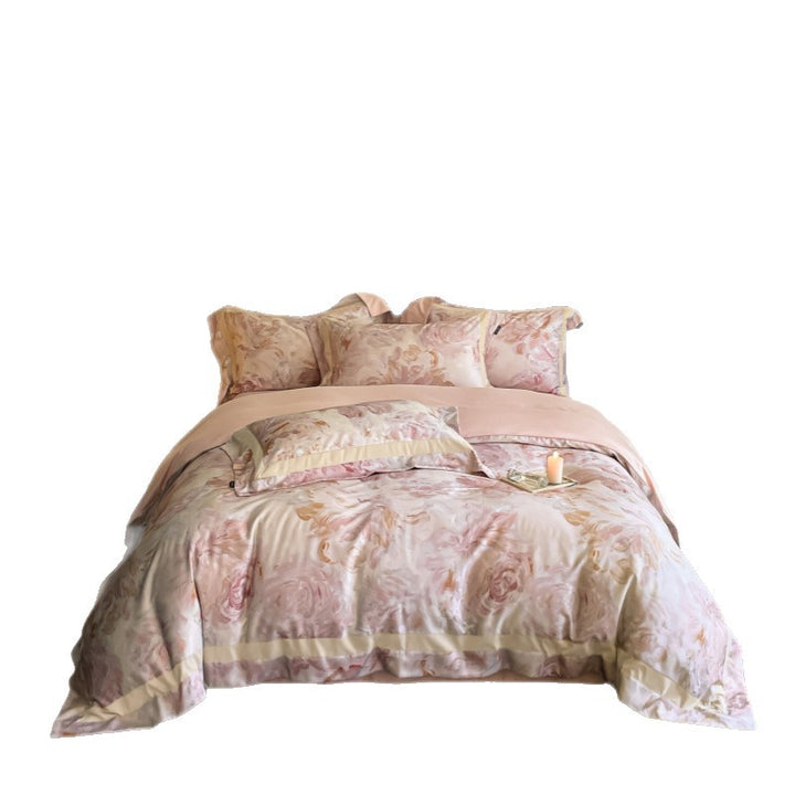 Luxury Floral Satin Duvet Cover Set with Silk-Feel Pillowcases