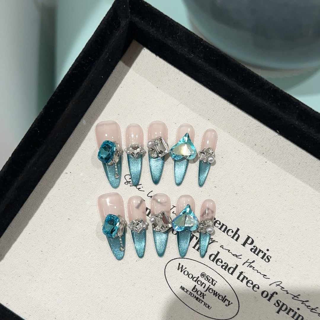 Glamorous Crystal-Embellished Press-On Nails