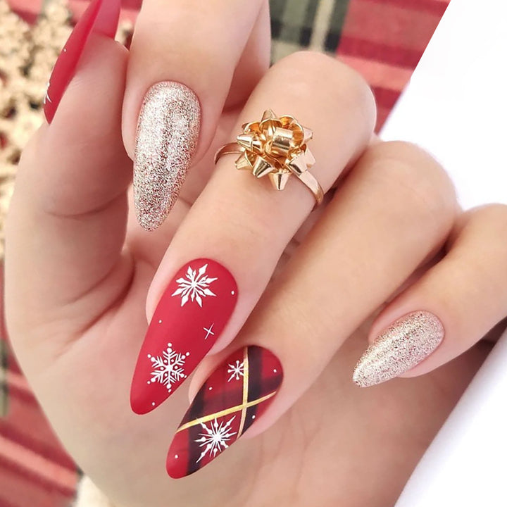 Festive Holiday-Themed Stiletto Nail Art Extensions Stornfield