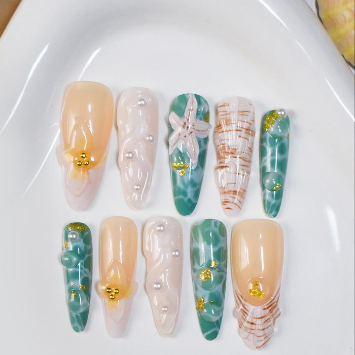 Thematic Ocean-Inspired Press-On Nail Extensions Stornfield