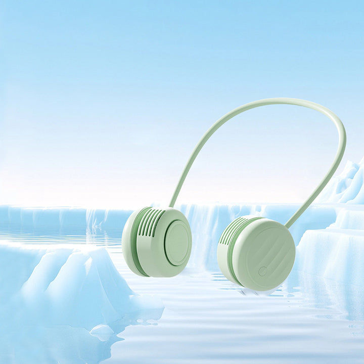 Cooling hands-free dual-head wearable neck fan with flexible gooseneck and USB-C recharge Stornfield
