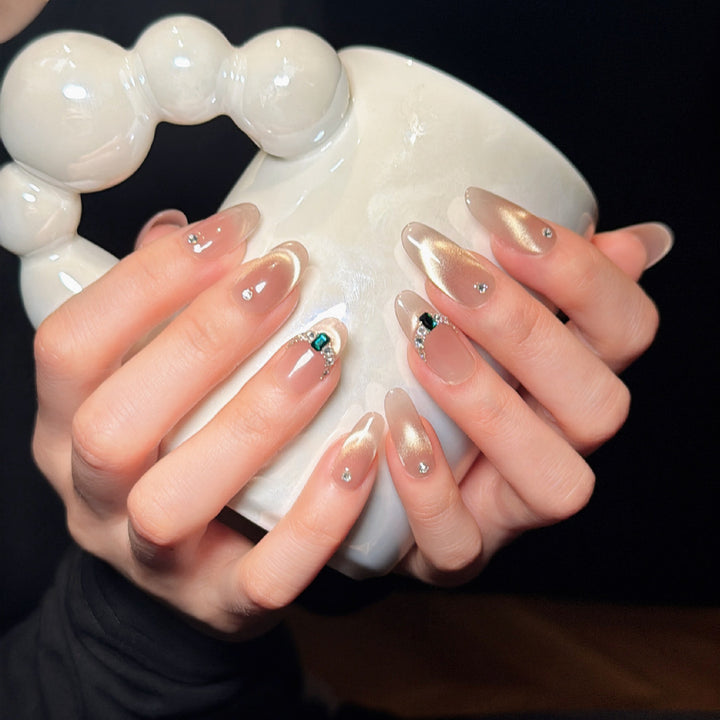 Elegant Rhinestone Ombre Press-On Nails Stornfield