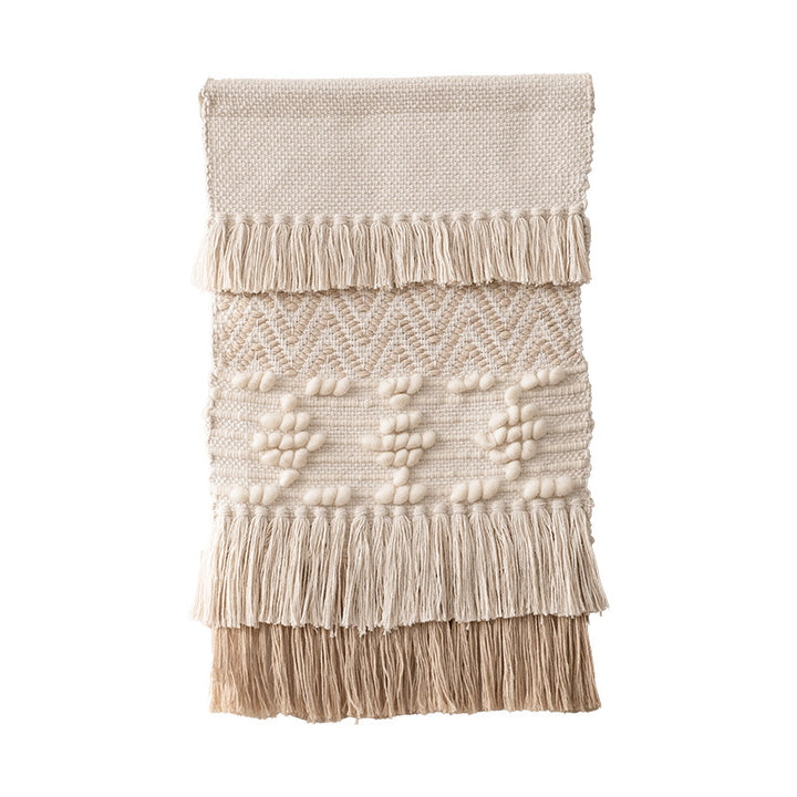 Boho Wall Hanging Macrame with Hand-Knotted Fringes and Woven Cable Patterns Stornfield