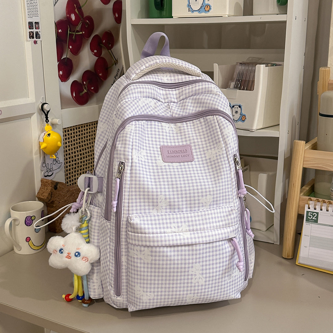 Stylish Checked Print Casual Backpack Stornfield
